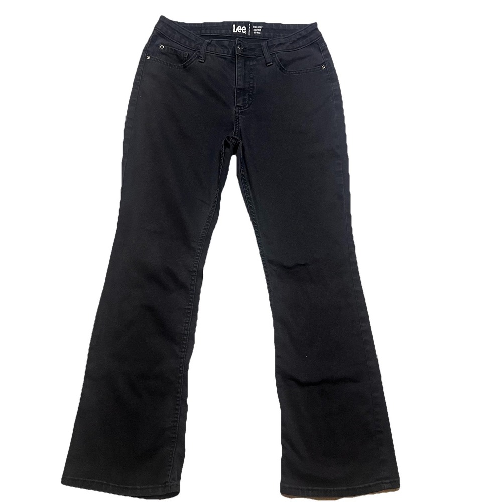 Lee Jeans Womens 10P (28x27) black Boot cut Mid Rise Regular Fit Stretch black